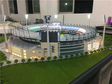 Ho estádio de Maquette da escala com luz, modelo diminuto do estádio de futebol